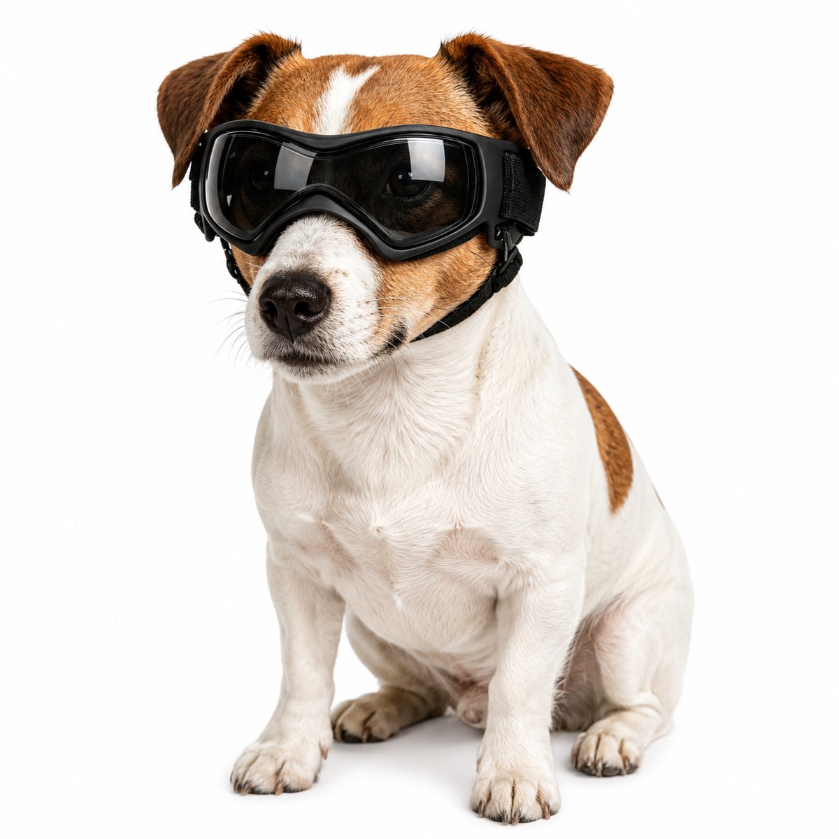 Hondenzonnebril voor Kleine Honden - UV-bescherming & Winddicht - Verstelbare Hondenbril voor Motor, Auto & Buitenactiviteiten - Zwart