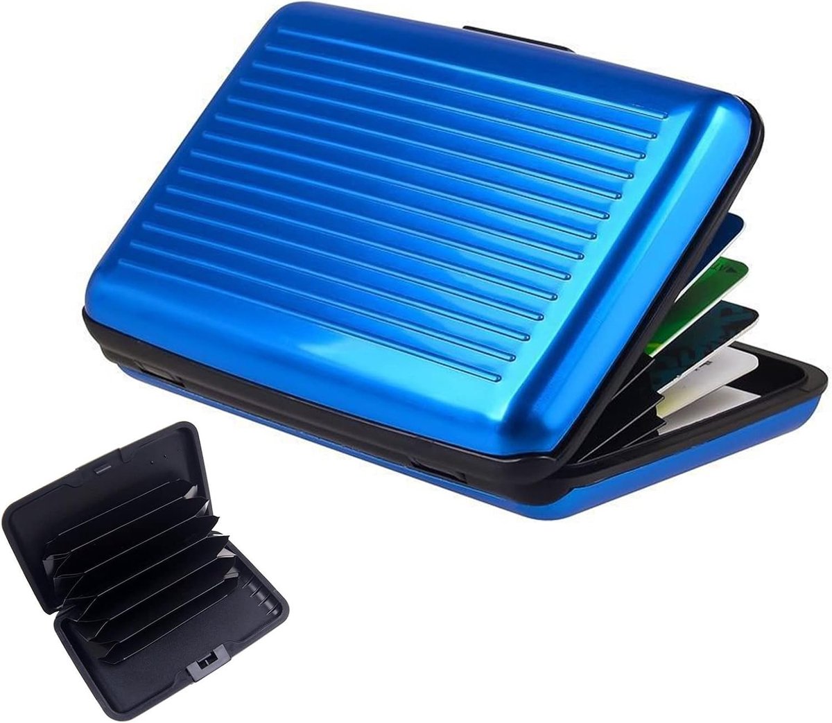 SnelShoppen - Aluminium Credit Card Houder, Visitekaartjes Houder voor Business Card Opslag, Creditcards voor Mannen en Vrouwen (Blauw) - Compact en S