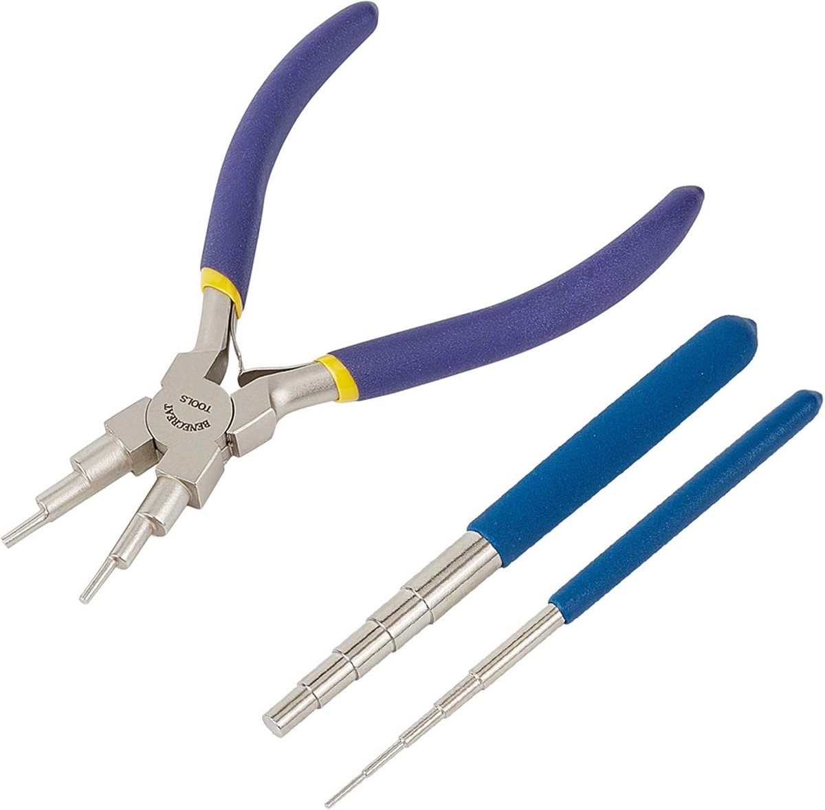 SnelShoppen - Wire Loops Tool Set 3-delig voor Sieraden Maken - 2 Mandrels en 1 6-in-1 Kniptang voor Draad Winden en Ovale Vormen - Ideaal voor Creati