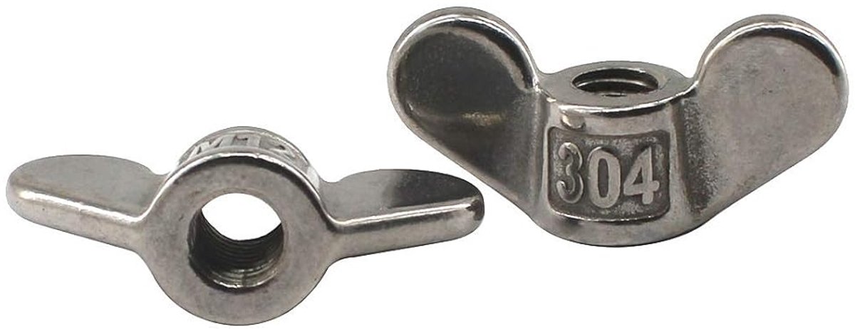 SnelShoppen - 304 RVS Vleugnop M10 Handgedraaide Bevestigingen Vlinder Vleugelnop 6 Stuks DIY Hardware