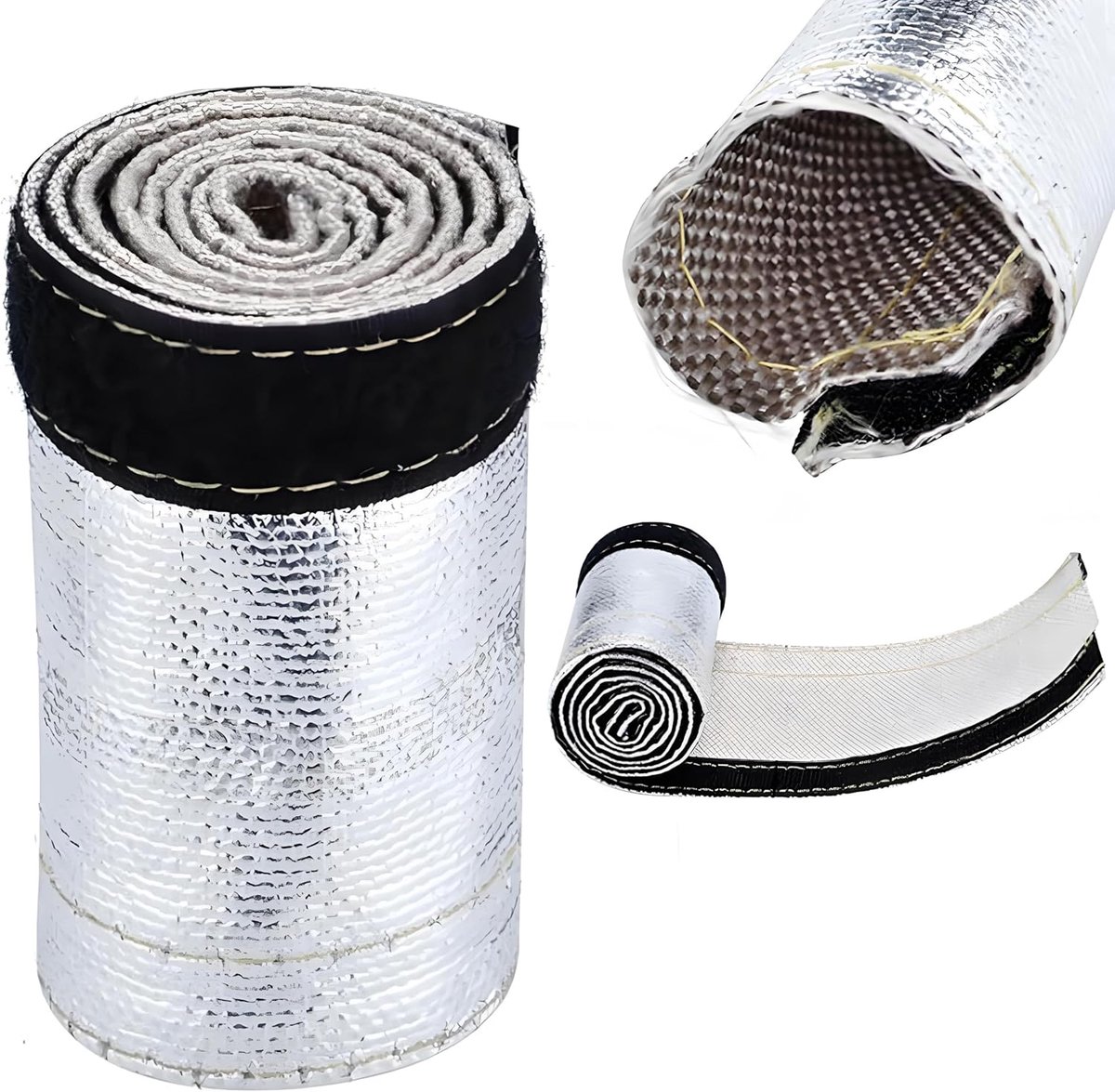 Isolatieslang 600x106mm - Grijs-witte hittebeschermende hoes - Aluminized buitenlaag - ShopVlot