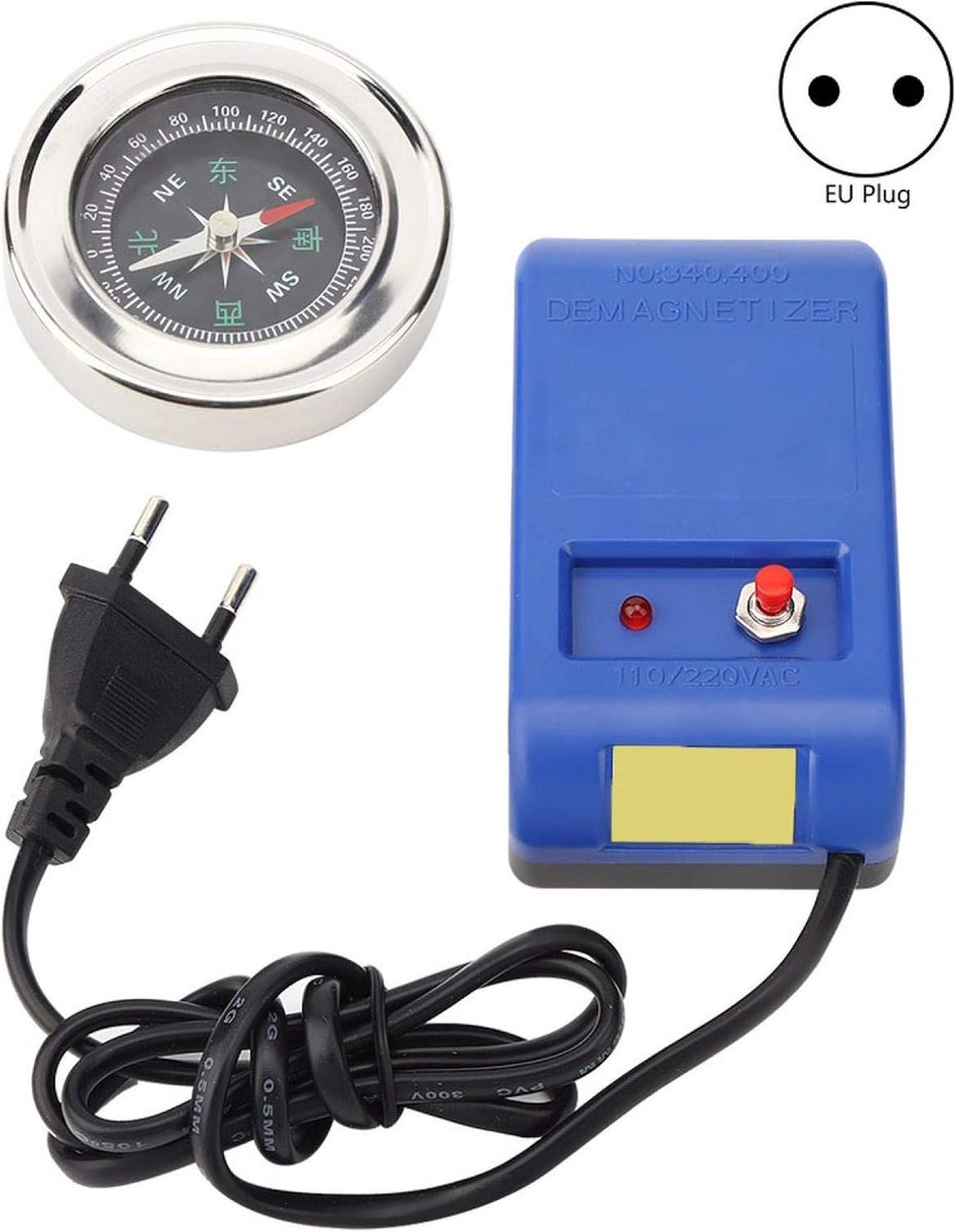 SnelShoppen - Jeanoko Horloge Magnetiseur Hoge Efficiëntie 110V-220V met Kompas voor Horloge Reparaties, Blauw, Draagbaar en Duurzaam