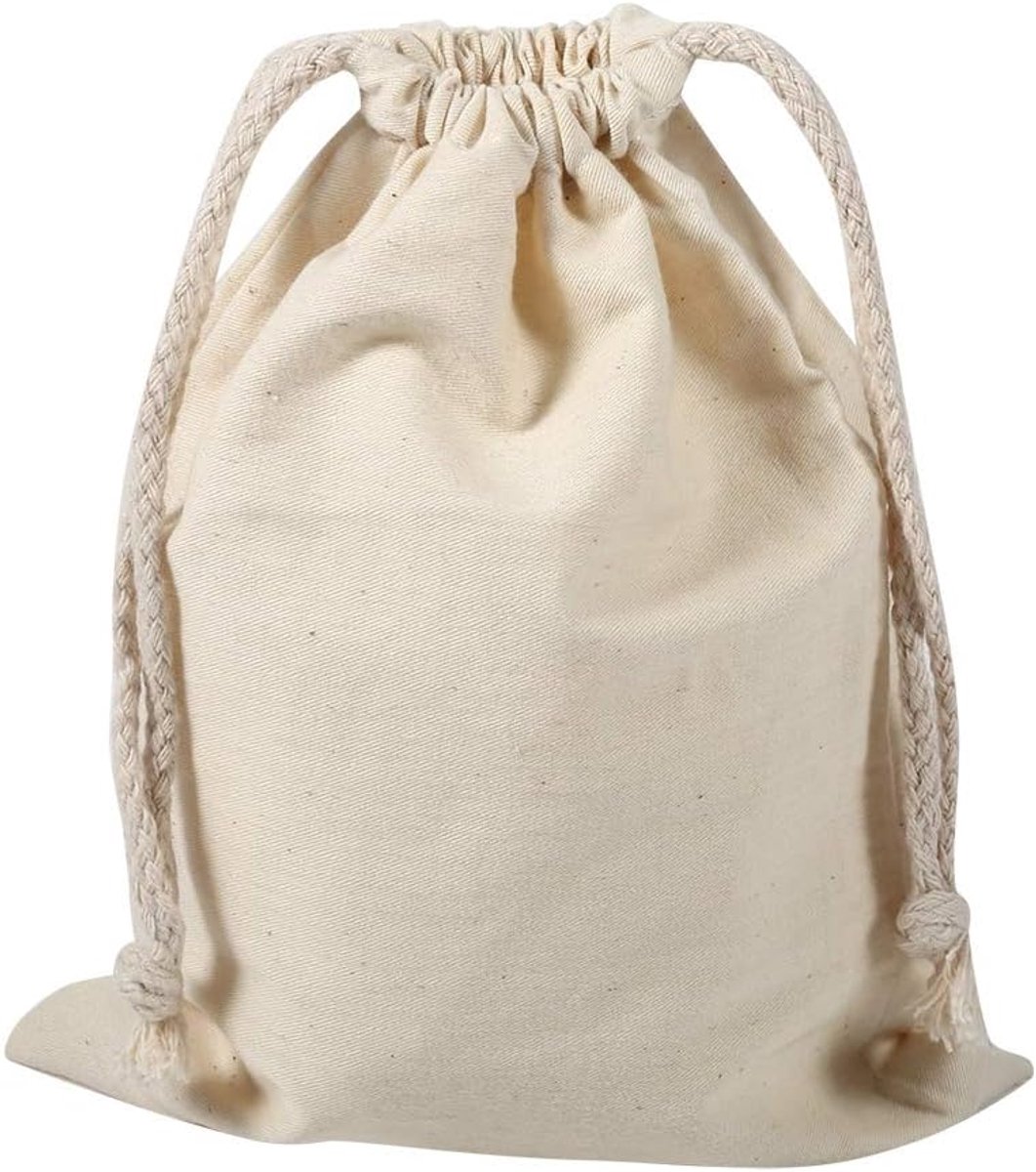 SnelShoppen - Herbruikbare Katoenen Chiffon Tassen, Katoenen Trekkoord Waszak, Eco-vriendelijke Groentetas, Opbergzak voor Reizen (22 x 28 cm)