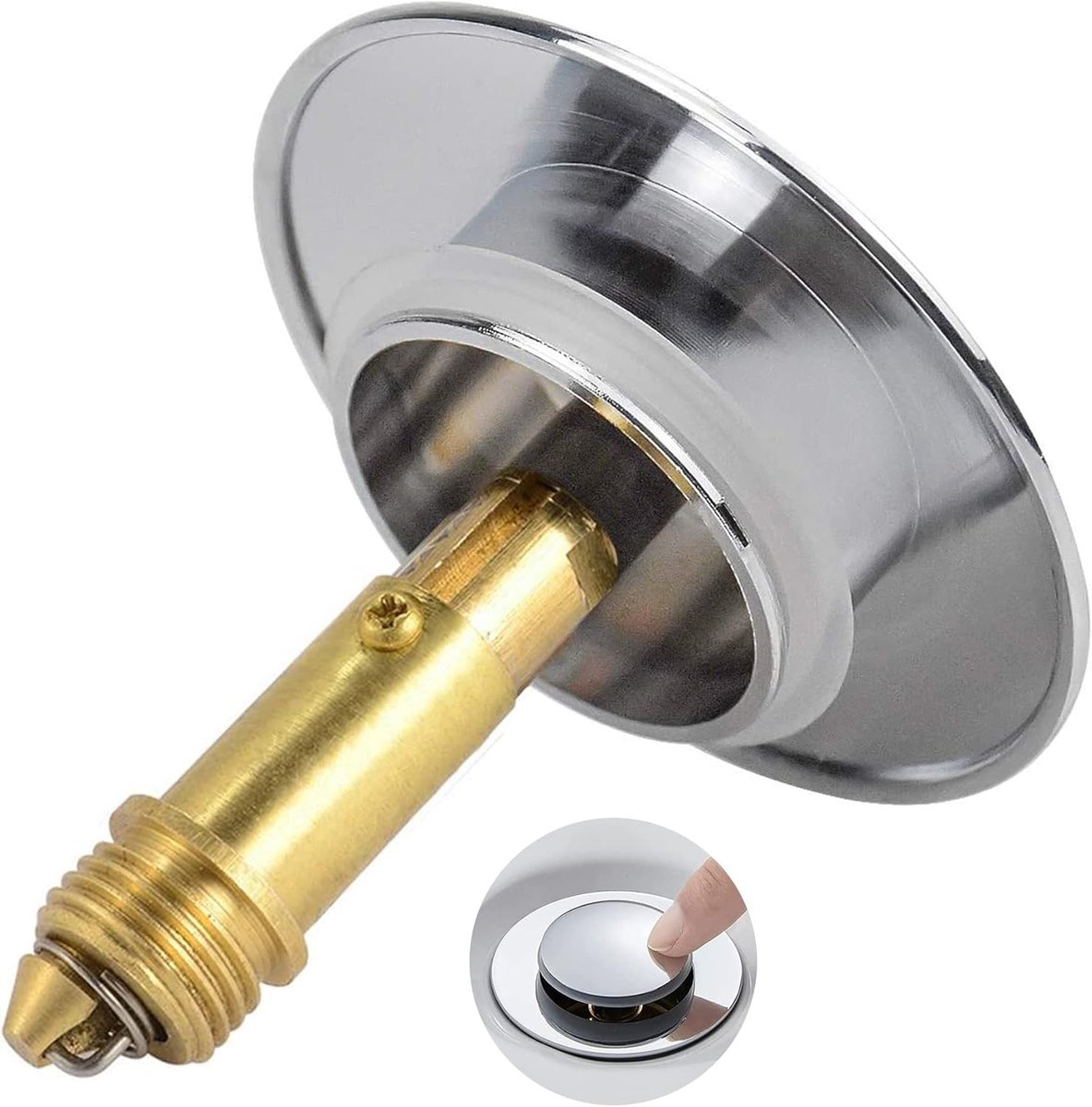 Pop Up Click Clack Plug 66mm Solid Brass Universal Basin Pop-up Drain Stop Pressure Sink for Kitchen Bathtub Bathroom - ShopVlot