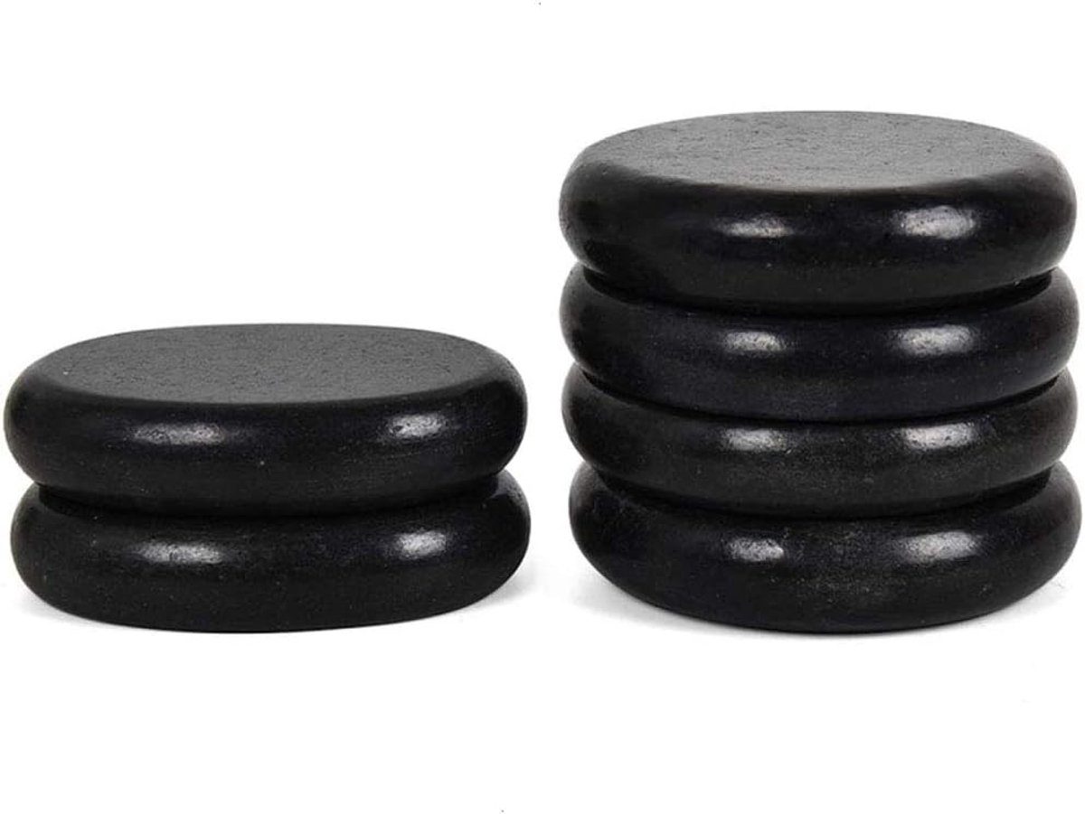 SnelShoppen - 6 Delige Hot Stones Set voor Professionele en Thuis Spa - Grote Essentiële Massagestenen voor Ontspanning, Pijnverlichting, en Stressver