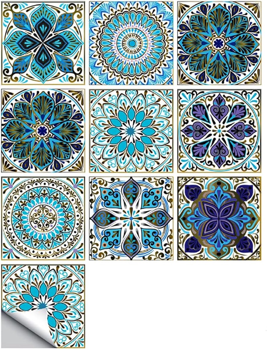 Mandala stijl tegelsticker 10x10cm - traditionele zelfklevende vinyl - waterproof en verwijderbaar - ShopVlot