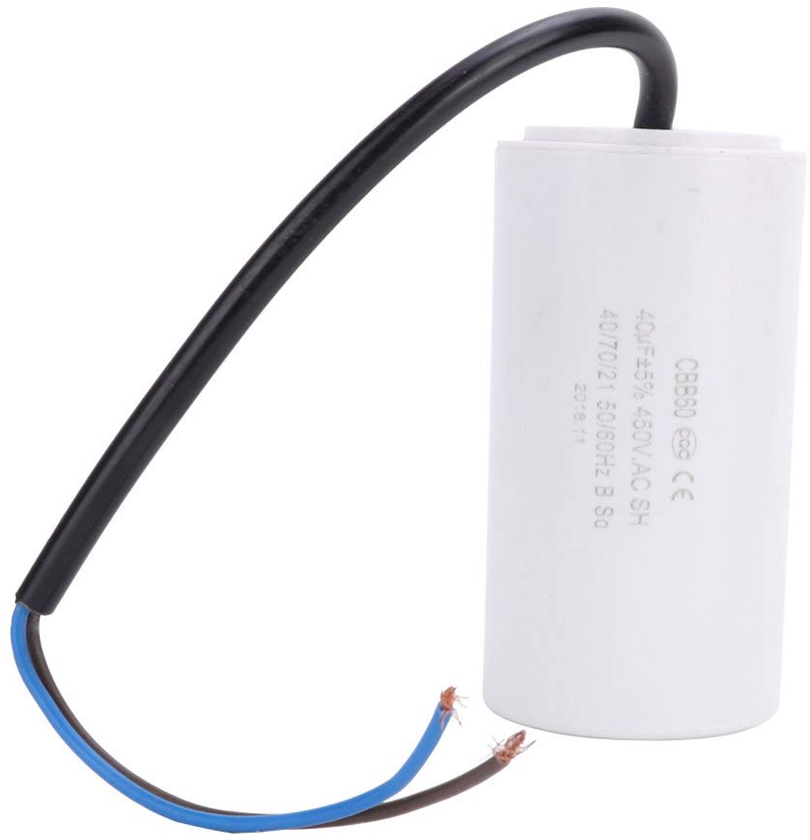 SnelShoppen - CBB60 Motor Capacitor 40uF 450V - Vervangingscapacitor voor Aircompressor, Professionele Start- en Loopcapacitor met Draadverbinding