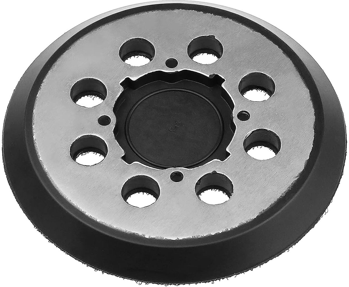 SnelShoppen - 5 Inch Schuurpad Backing Disc met 8 Gaten en 4 Schroefgaten, Haak en Lussen, Zwart, Voor Handmachines, 125mm Diameter