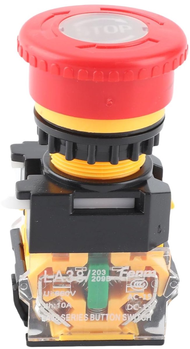 SnelShoppen - 22MM Noodstopknop Schakelaar, Rode Zelfsluitende Noodstopknop met Grote Champignonkop 220/380V, Makkelijk te Installeren en Gebruiken