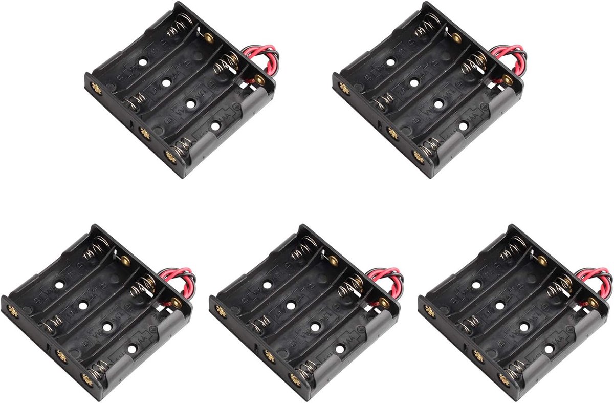 5Pcs 6V AA 4 x 1.5V Plastic Battery Holder Case Battery Storage Box with Wire Leads - ShopVlot