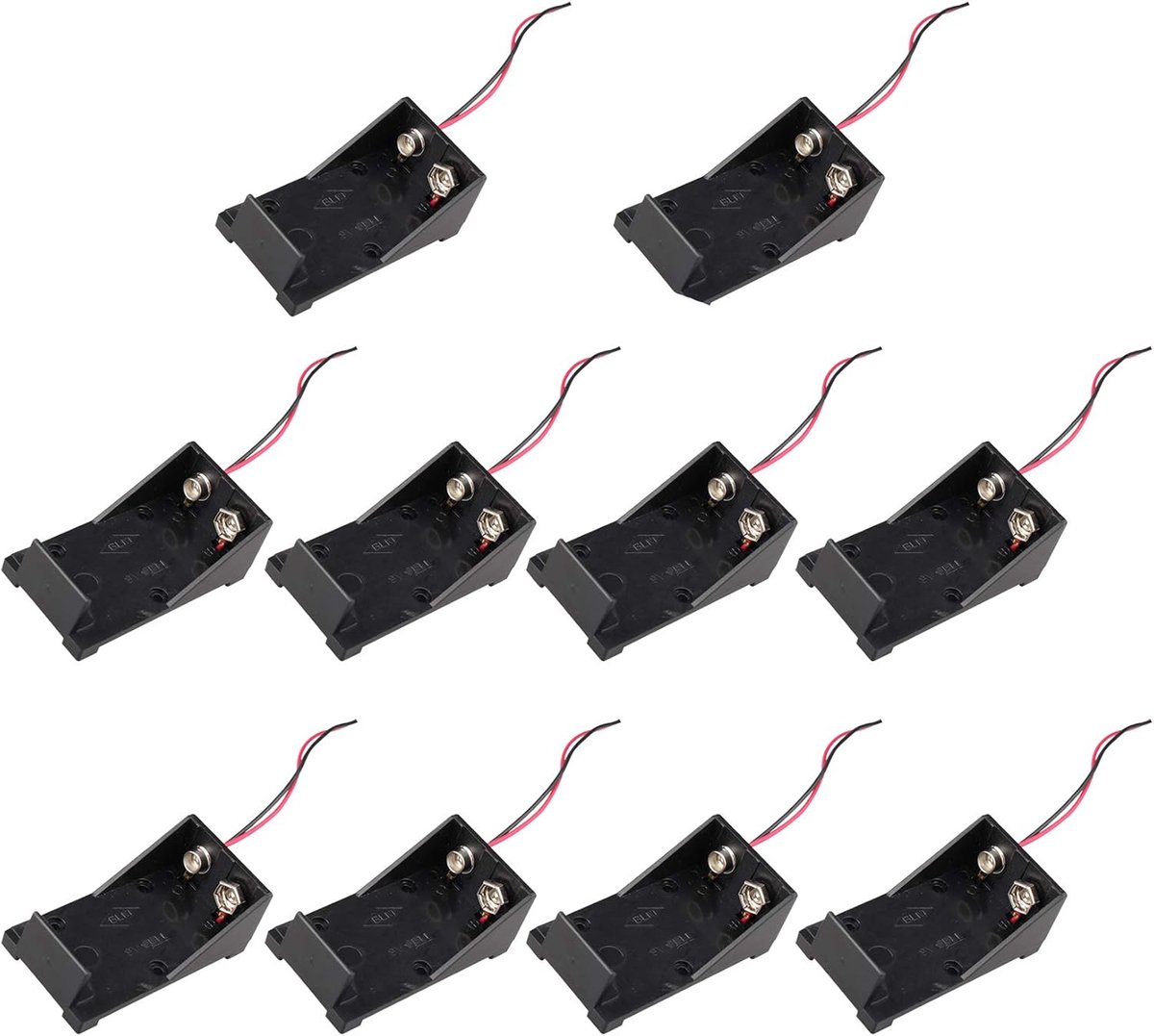 SnelShoppen - 10 Stuks 9V Batterijhouder met Draadverbinding - Kunststof Batterijopslagdoos - Duurzaam en Handig voor Doe-Het-Zelf Projecten