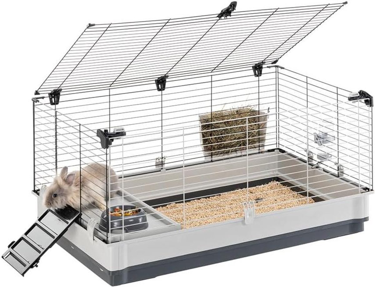 Dierenverblijf - Huisdierkooi - Knaagdier Huisvesting - Ruimtebesparend Ontwerp - 100 x 60 x 50 cm - Grijs