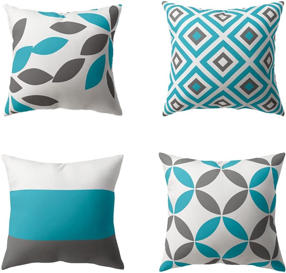Pack of 4 Throw Pillow Covers, Modern Cushion Covers, Geometric Cushion Covers, Plush Touch with Zip, Cushion Cover - ShopVlot