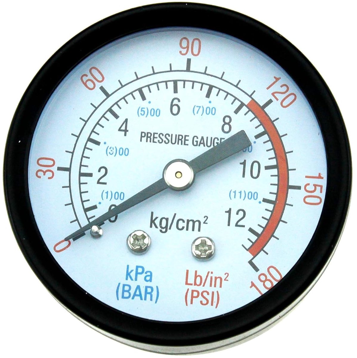 SnelShoppen - 1/4 Inch BSP Draad Luchtdrukmeter Dial Type Mannelijke Draad Ronde Luchtcompressormeter 0-180psi 0-12 Bar