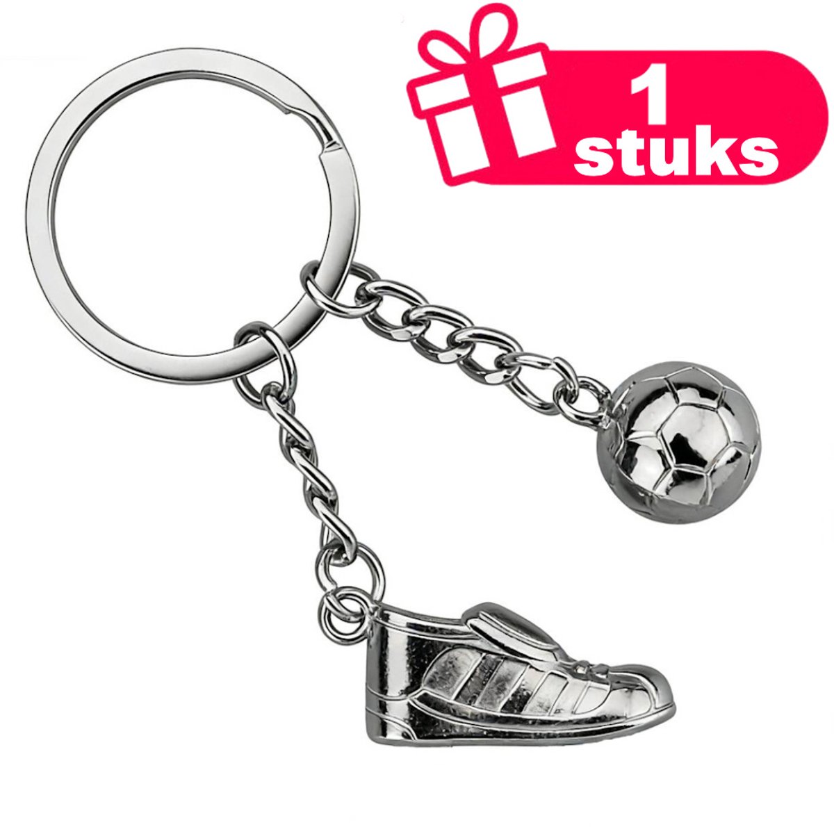 Decopatent - Premium Keychain - Metalen Sleutelhanger Voetbalschoen & Voetbal - Luxe Keychain - Sleutelring - Cadeau voor Voetballers en Voetbalfans