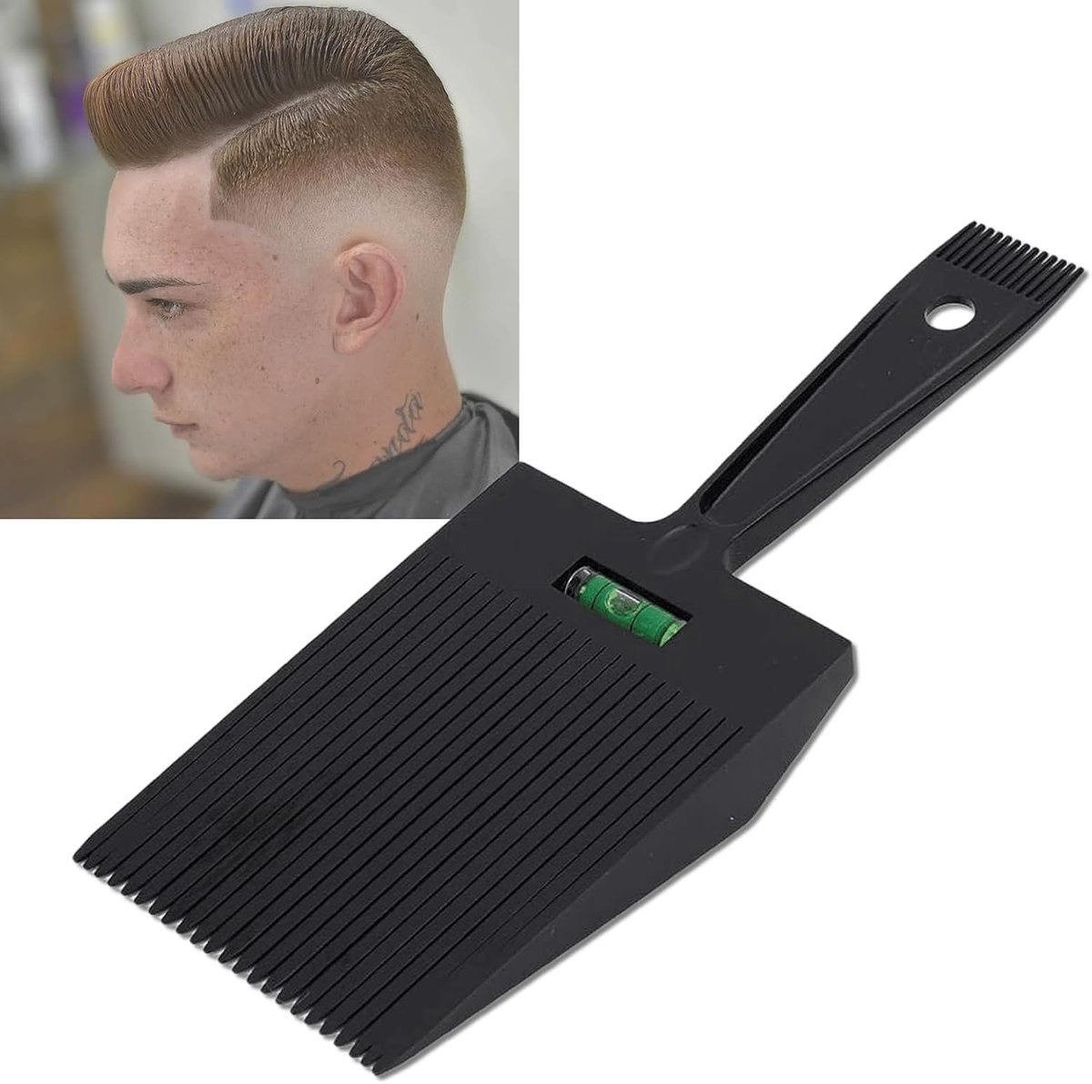 SnelShoppen - Flat Top Kammen, Haarknip Kappers Gereedschap met Nauwkeurig Niveau Systeem, Professionele Haarstyling Tool, Zwart, Breed, Voor Kappers