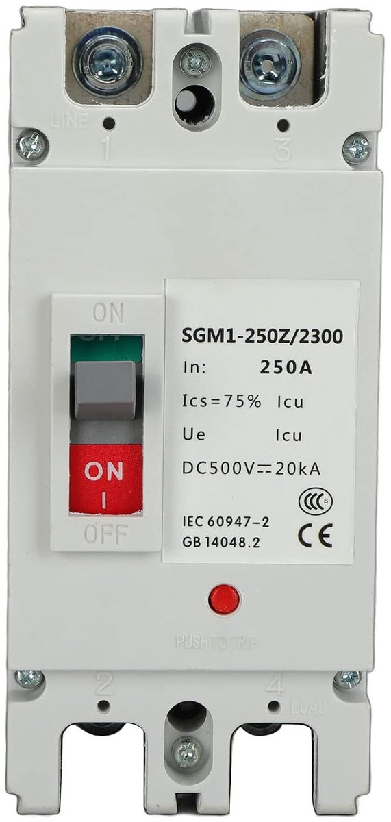 SnelShoppen - 2P DC Circuit Breaker Schakelaar MCCB Zonne-energie Master Switch Accu Bescherming Schakelaar Isolator 500V 250A