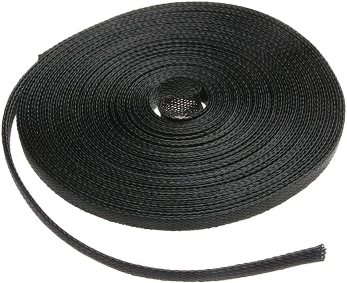 SnelShoppen - Expandable Gevlochten Slang Kabelsleeve Zwart 4mm Diameter 7.5 Meter Flexibele Bescherming voor Kabels en Draadbeheer
