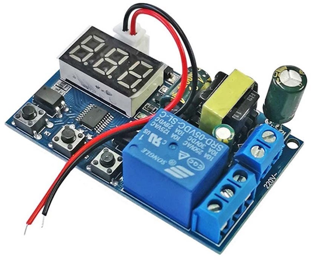 SnelShoppen - 1-kanaals relais module, AC 220V trigger vertraging cyclus tijd relais schakelmodule met instelbare LED-display en 2-polige kabel