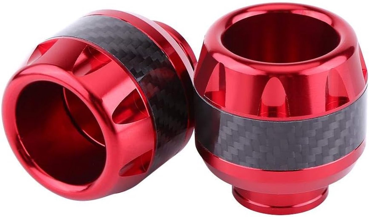 SnelShoppen - Fork Frame Sliders - 1 Paar Carbon Fiber Motorfiets Voorvork Frame Sliders Crash Bescherming Rood - Duurzaam en Slijtvast