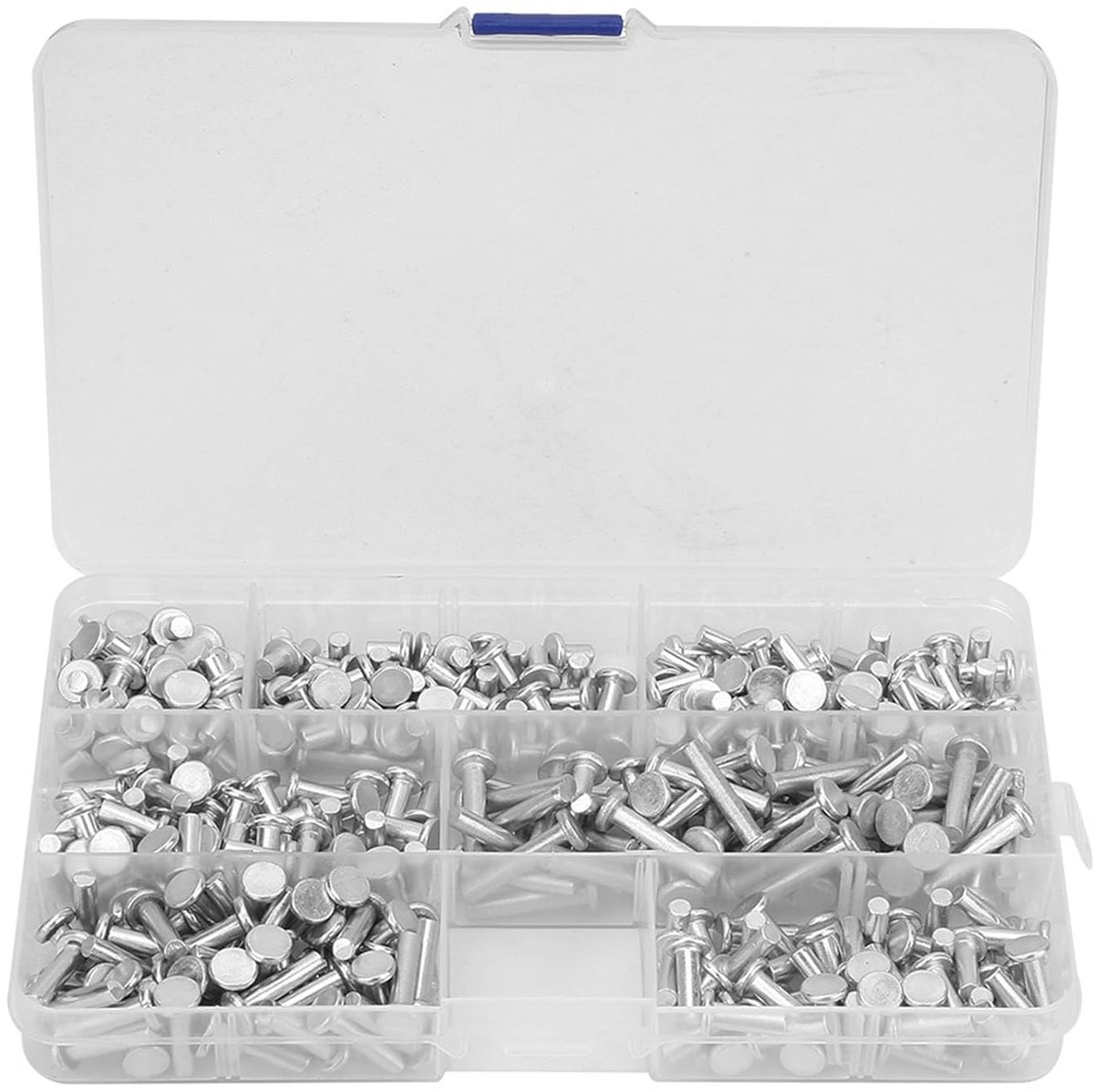 SnelShoppen - 350 Stuks Aluminium Rivets Set M4 - Multi-Size Flat Head Riveer 4/6/8/10/12/16/20mm - Hoogwaardige Corrosiebestendige Klinknagels voor D