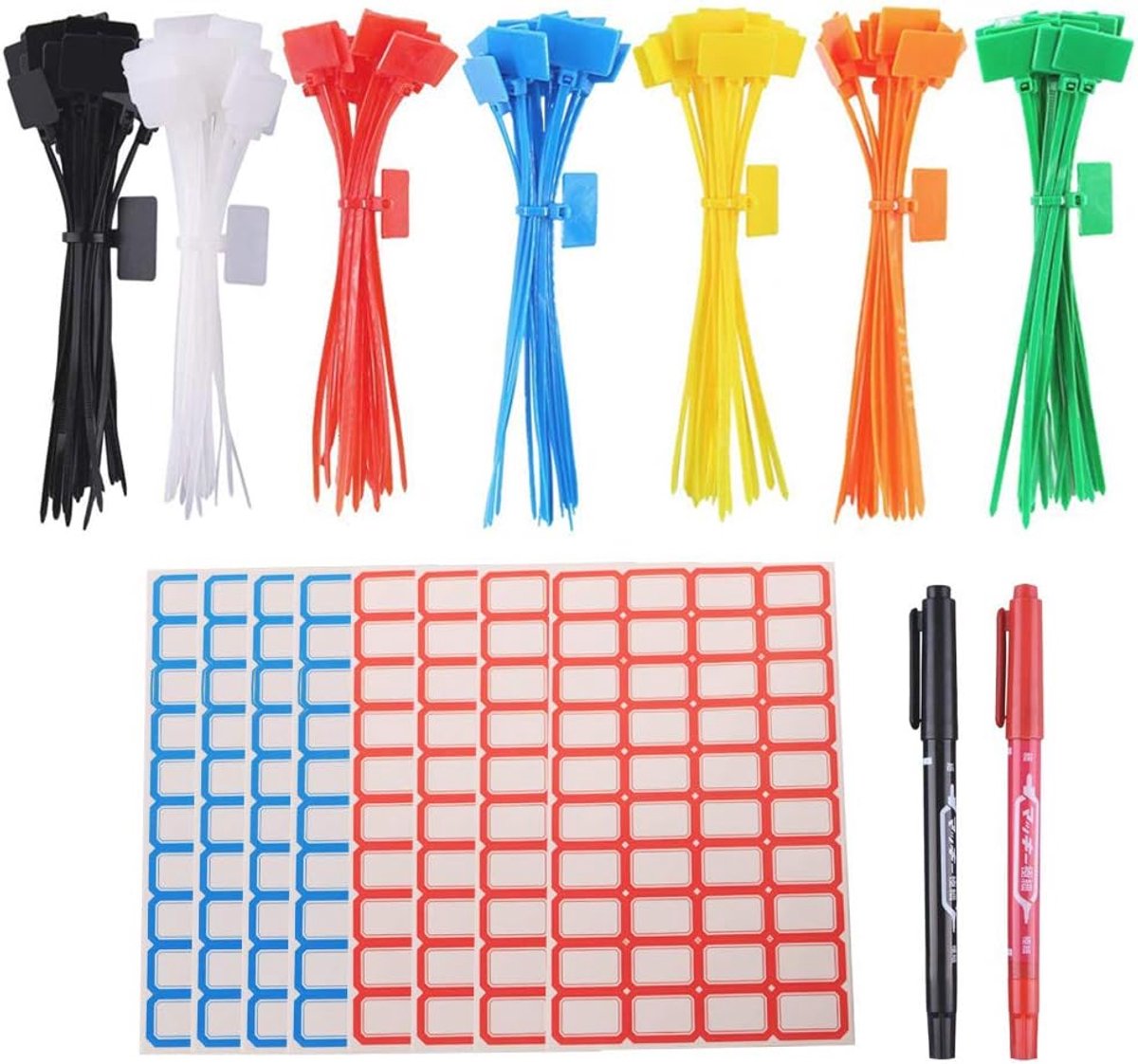 Gtiwung 175pcs Cable Ties Colorful Self Locking Cable Ties with Labels for Cable Management - ShopVlot