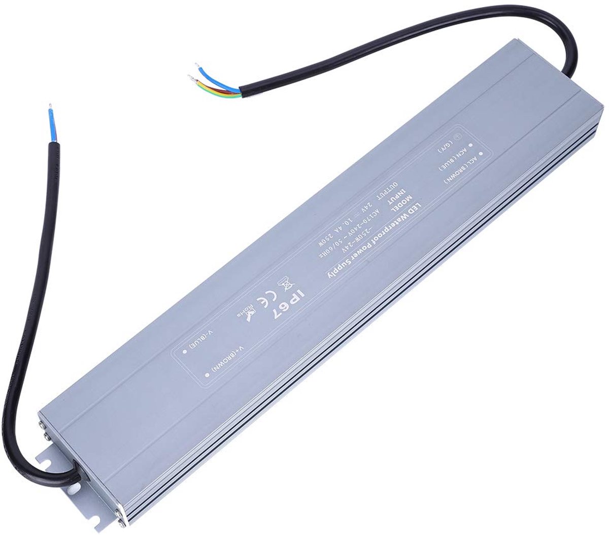 SnelShoppen - Ultra-dunne Waterdichte LED Driver 250W 24V IP67 voor Buiten - Constant Voltage Voeding voor LED Lampen en Strips - 170-240VAC 10.4A