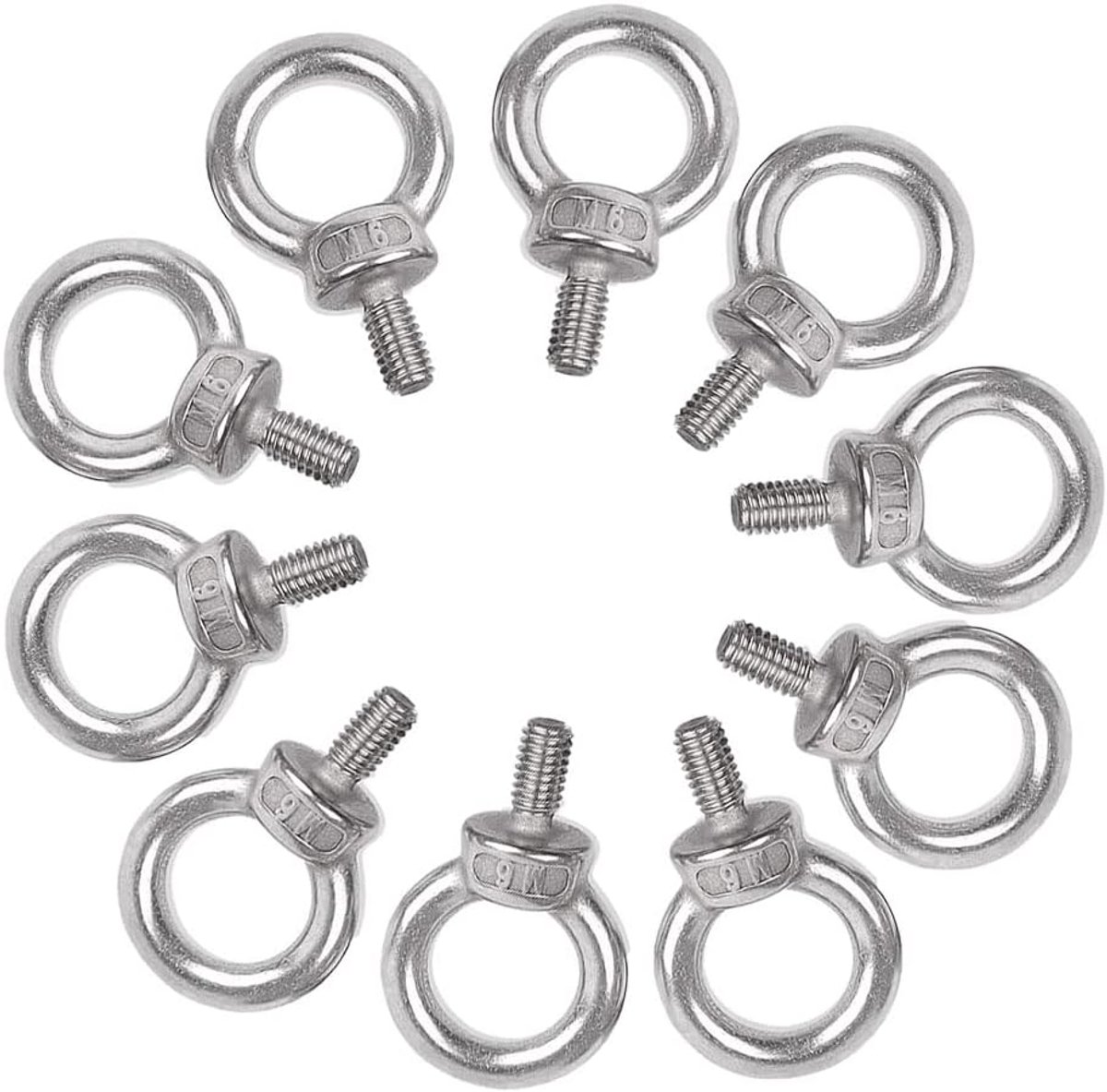 SnelShoppen - Eye Bolt RVS M6 10 Stuks Ring Bevestiging Voor Ophangen en Rolbevestiging, Hoogwaardige Duurzame 304 Roestvrijstaal