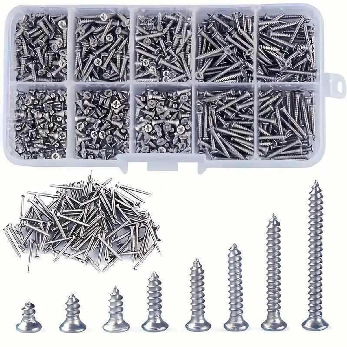 longziming -400 Stuks M3 Schroeven Set – Zelftappende Schroeven Assortiment – Kruiskop Metaalschroeven met Opbergdoos – Koolstofstaal Bevestigingsschroeven voor Hout Meubels Machines Reparatie
