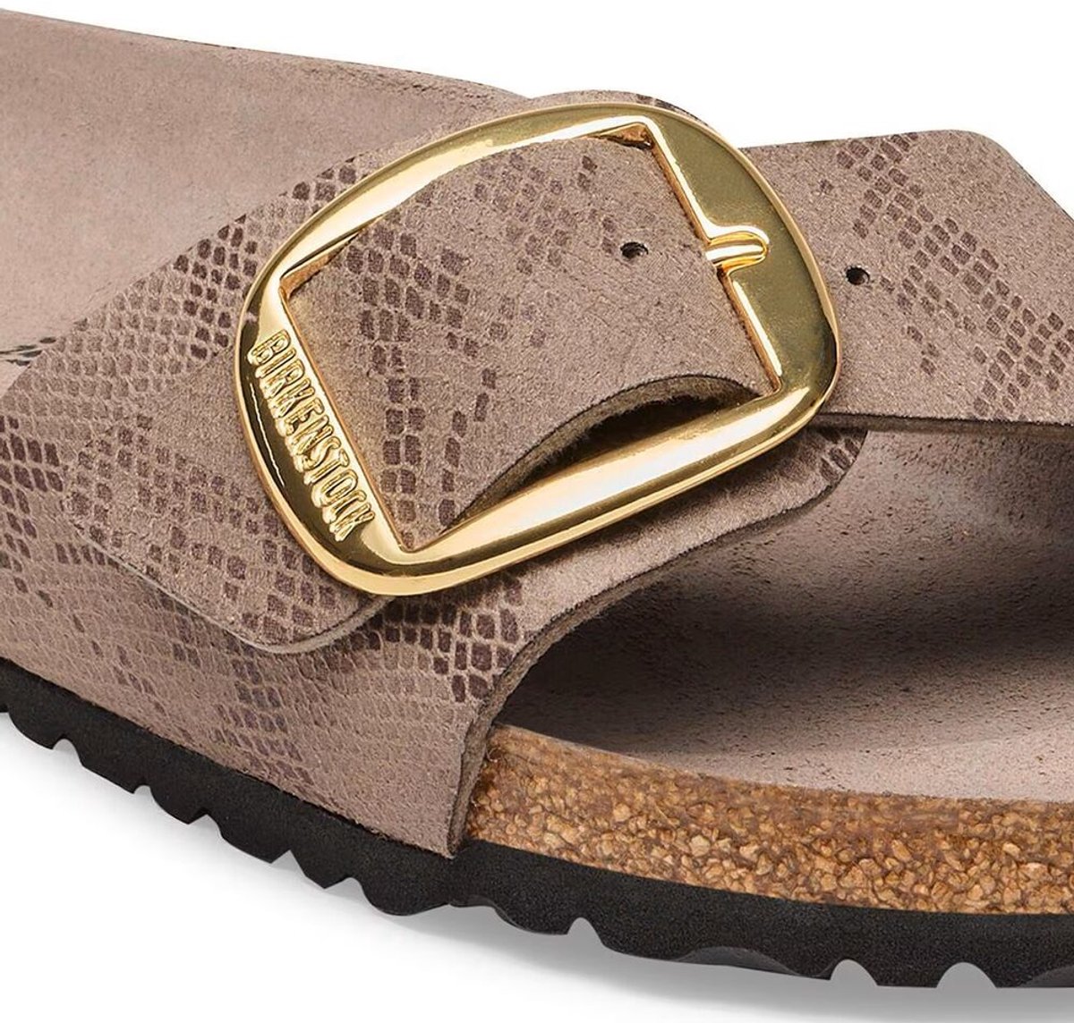 Birkenstock Slippers Madrid Big Buckle 1032935 Python Taupe Smal Grijs