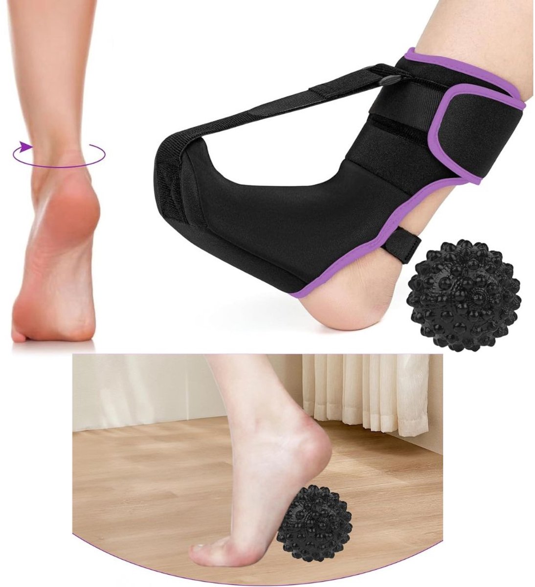 Zavio® Nachtspalk Hielspoor - Zooltjes Brace - Zwart en Paars