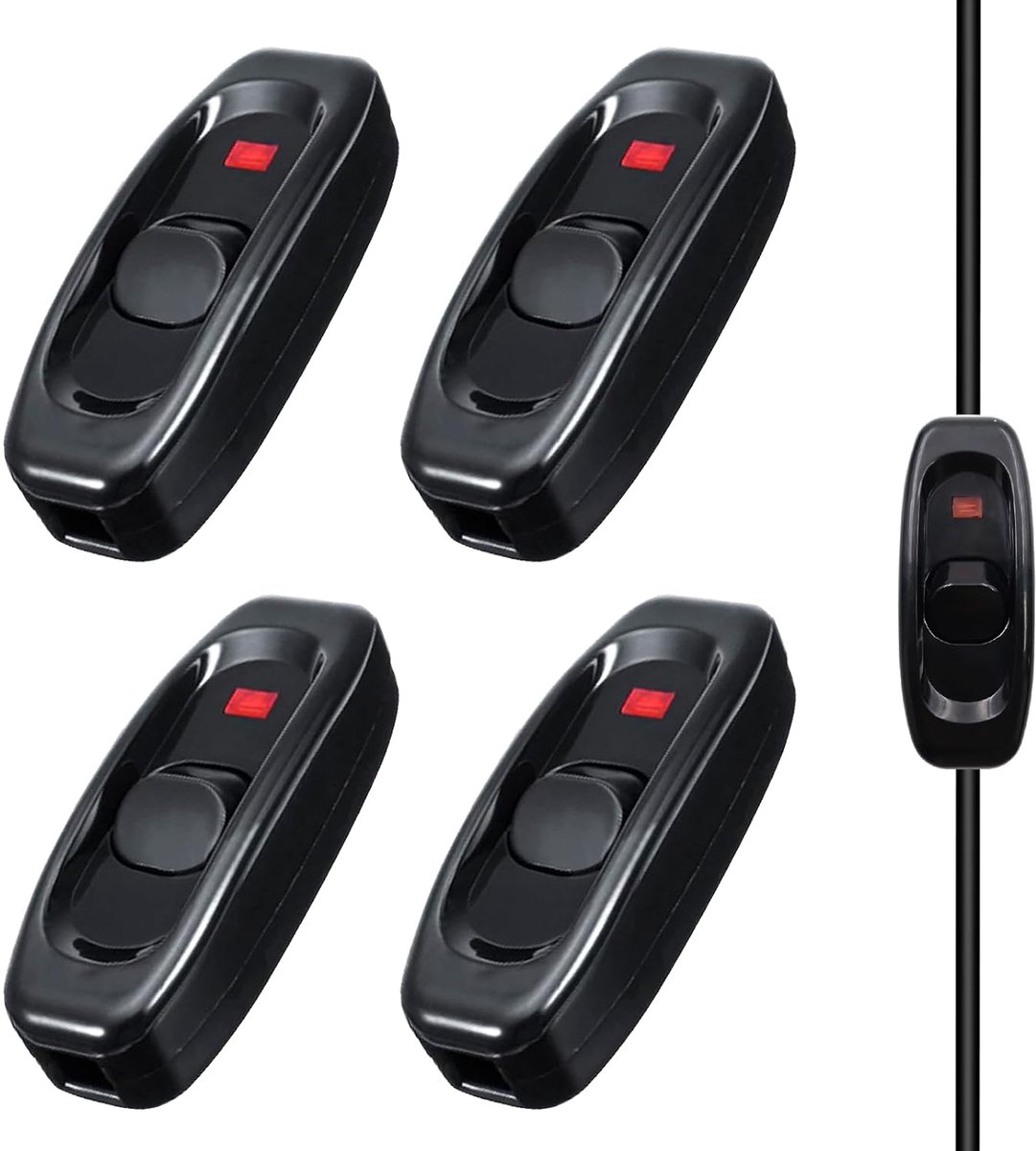 Lampenschakelaar set van 4 - met LED-indicator - 250V, 10A - voor bureaulampen en kleine apparaten - ShopVlot