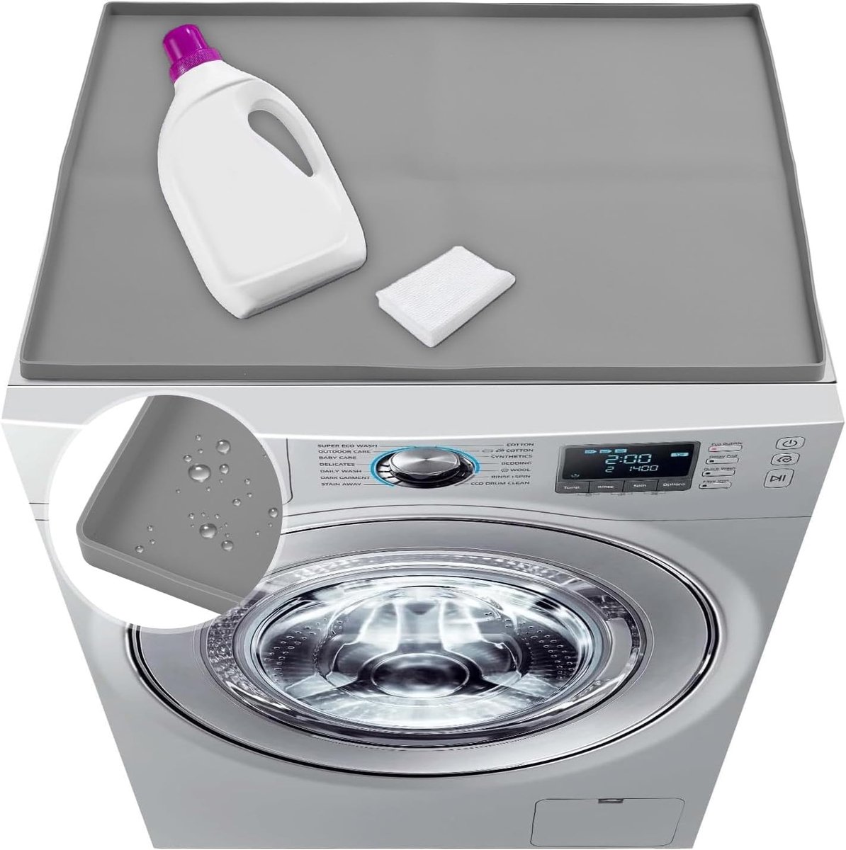 SnelShoppen - Silicone Was-Droogmat Antislip Waterproof Wasruimte Bescherming Grijs - Ideaal voor Wassen en Drogen van Kleding