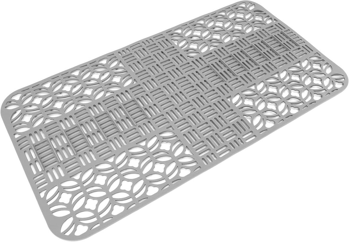 SnelShoppen - Siliconen Sink Mat Beschermers 66x35cm voor Keuken - Hittebestendig, Snijdbaar, Grijs - Perfect voor Afvoergat en Kookgerei