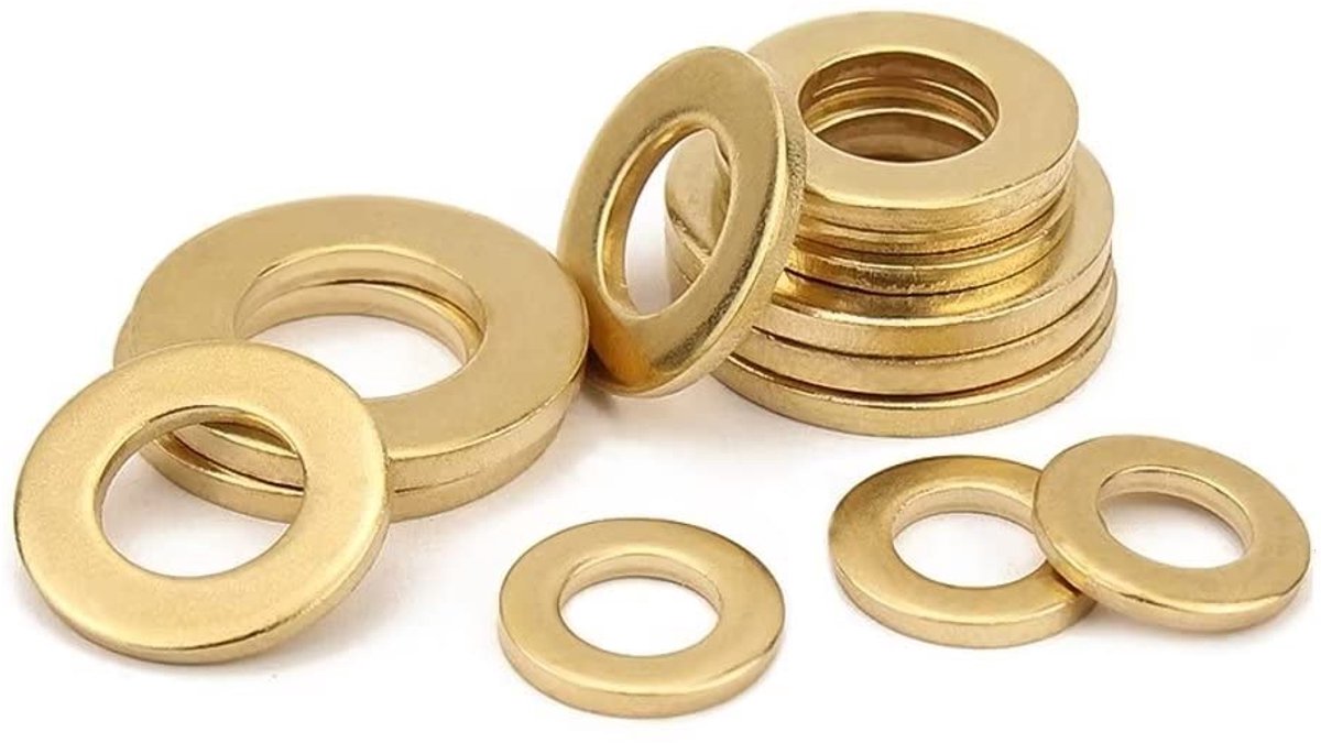 SnelShoppen - Flat Washers Messing Koper Ringen M3 x 5 x 0.5 mm (200 Stuks) - Hoogwaardige Bevestigingsmiddelen voor Klussen en Reparaties