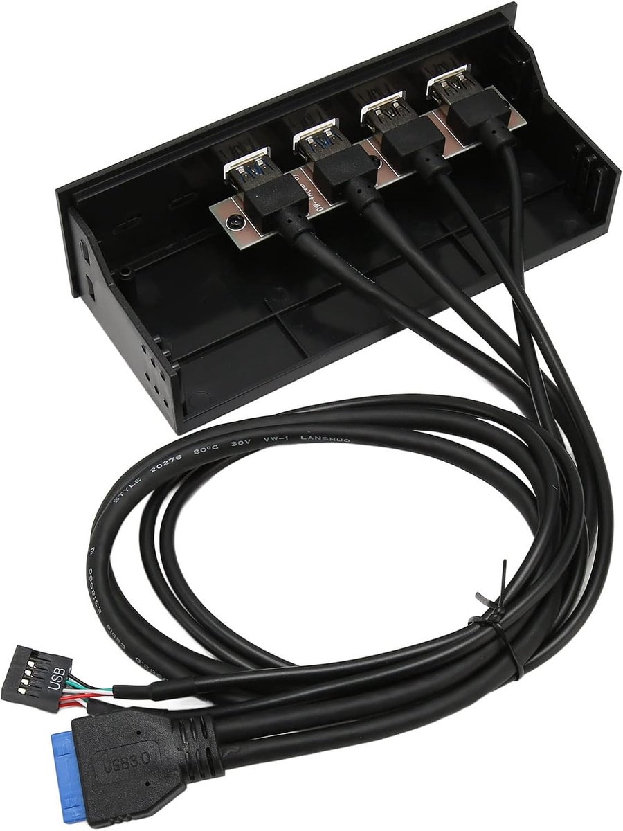SnelShoppen - 5.25 inch 3.0 Frontpaneel Hub met 4 Poorten 5Gbps, 19-pins Uitbreidingskaart voor Computer met 2 USB 3.0 en 2 USB 2.0 Poorten