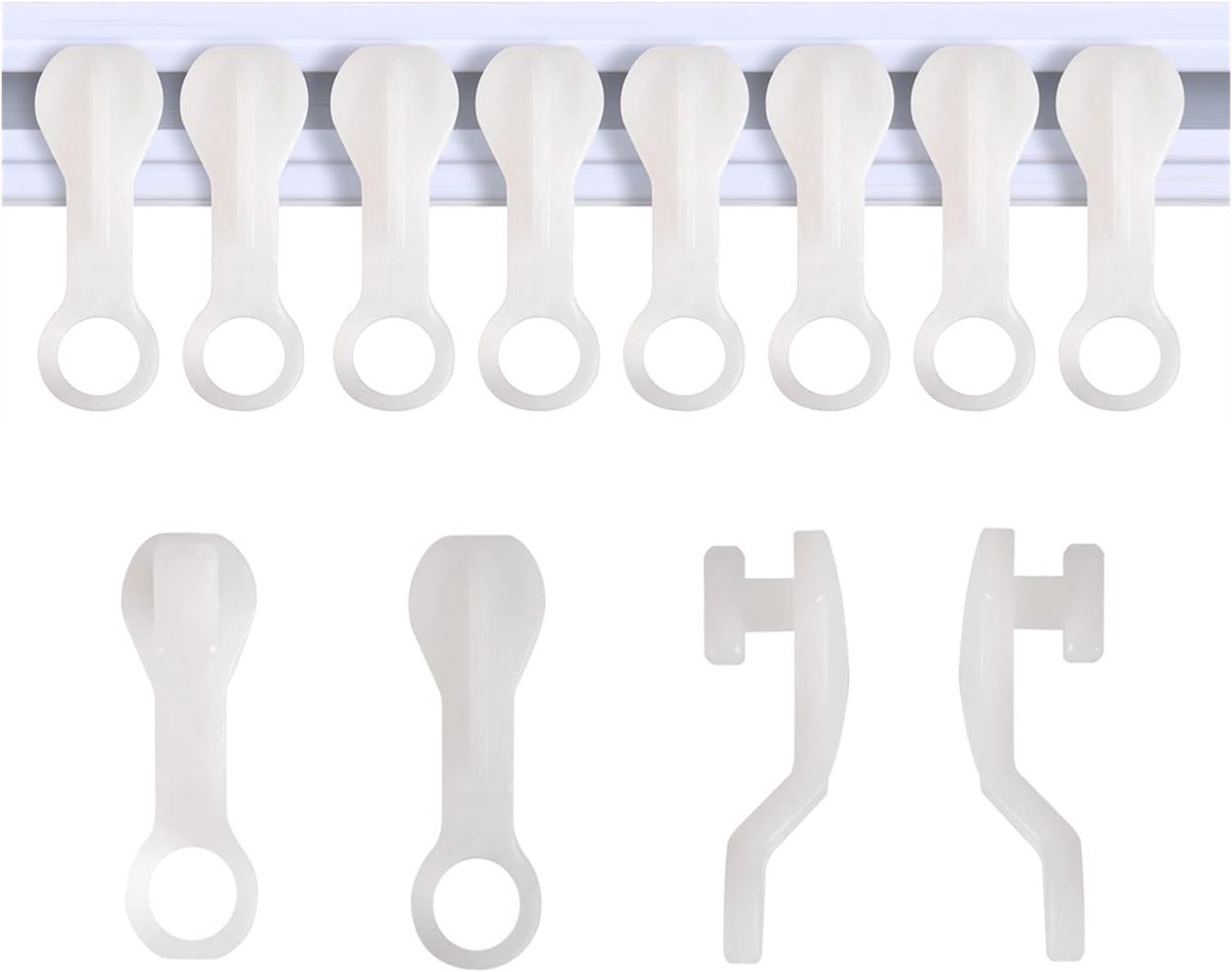 SnelShoppen - 80 Stuks Witte Gordijn Glijders Haken - Plastic Gordijnhaak - Sterk en Stevig - 2,8 cm - Voor Vlotte Openen en Sluiten van Gordijnen