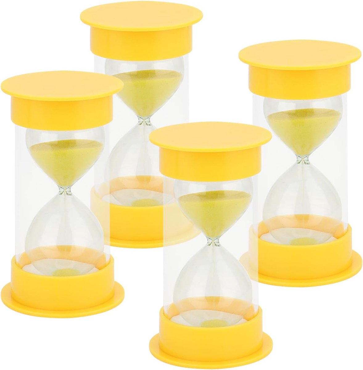 SnelShoppen - 4 Stuks 10 Minuten Zandloper, Countdown Uurglas Zandklok, Uurglas Zandtimer voor Thuis Kantoor Keuken met Beschermhoes en Levendige Kleu