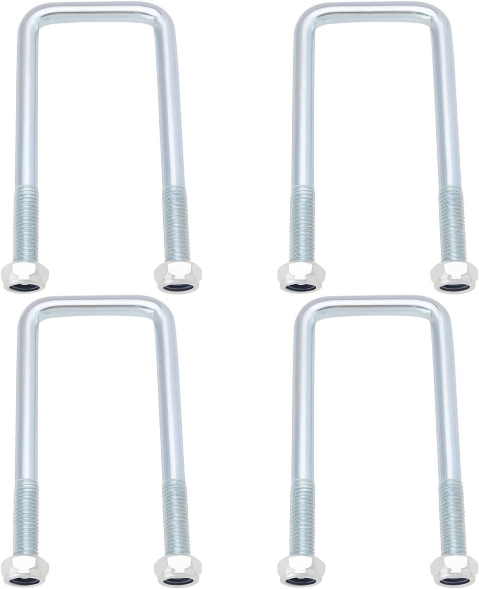 SnelShoppen - 4 Sets Gegalvaniseerde Stalen U-Bouten M12x42mm met Plaatmoer - Geschikt voor Ifor Williams Trailer Dubbele Bladveren