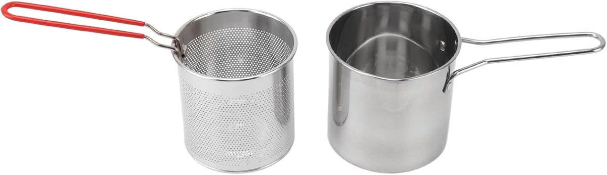 SnelShoppen - Diepvriezer, Duurzaam 304 RVS Frituurpan met Zeefmand en Handgreep - Perfect voor Thuis, Feestjes, Tuin en Camping