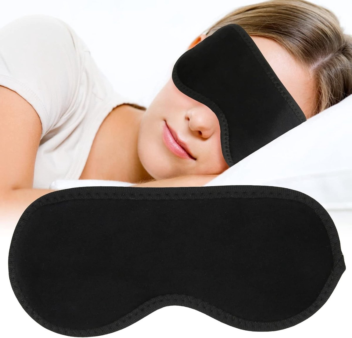 Slaapmasker - Zwart - Verstelbaar - Zacht Oogmasker met Magnetische Therapie - Voor Thuis en Reizen
