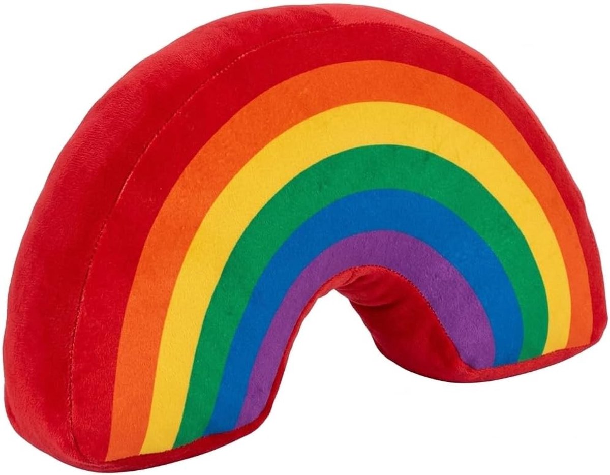 SnelShoppen - Decoratiekussen Rainbow in Boogvorm 37 x 18 x 7 cm - Zacht Polyester Kussen voor Bank, Bed of Stoel - Kleurrijk Pride Kussen voor Feeste
