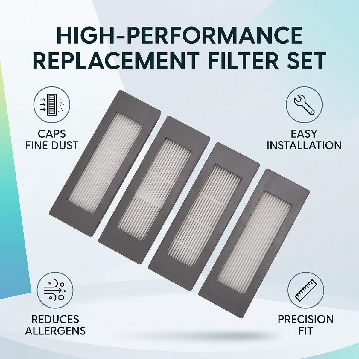 SnelShoppen - Vervangfilter voor Stofzuiger, 4 stuks Vervangfilter Robot Stofzuiger Accessoireset Filters Vervangonderdelen voor YeediVAC Max Station