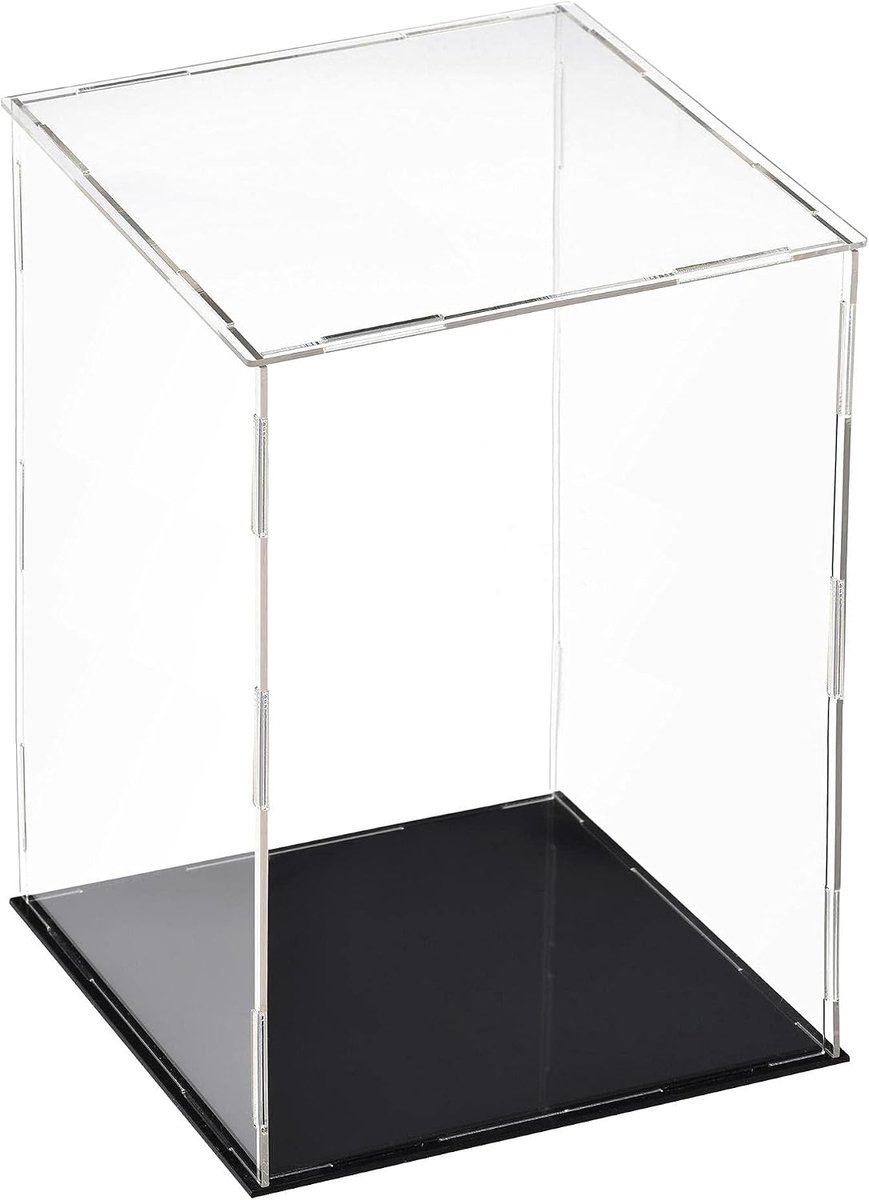 SnelShoppen - Transparante Acryl Displaykast 20x20x30 cm, Cube Organizer met Zwarte Basis, Stofdichte Bescherming voor Actiefiguren en Speelgoed