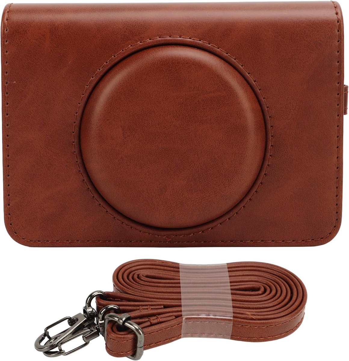 SnelShoppen - Mini 2 Retro Camera Case, PU Leren Beschermhoes voor C210R Mini 2 Retro Camera, Verstelbare Schouderriem Bruin, Vintage Stijl, Duurzaam