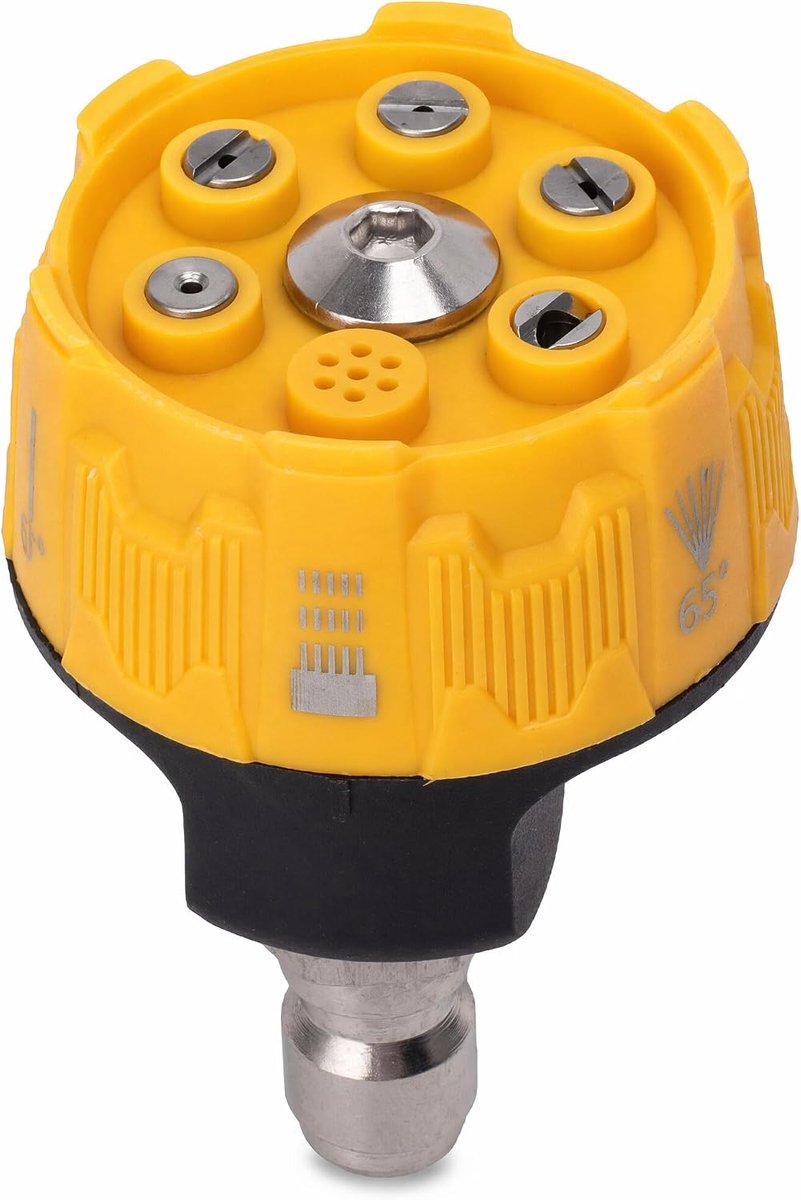 SnelShoppen - Hoge Druk Sprinkler, 6-in-1 Multifunctionele Hogedrukreiniger Spuitmonden, Verstelbare Krachtige Spuitmond, 3000 PSI RVS Spuitkop met 1/