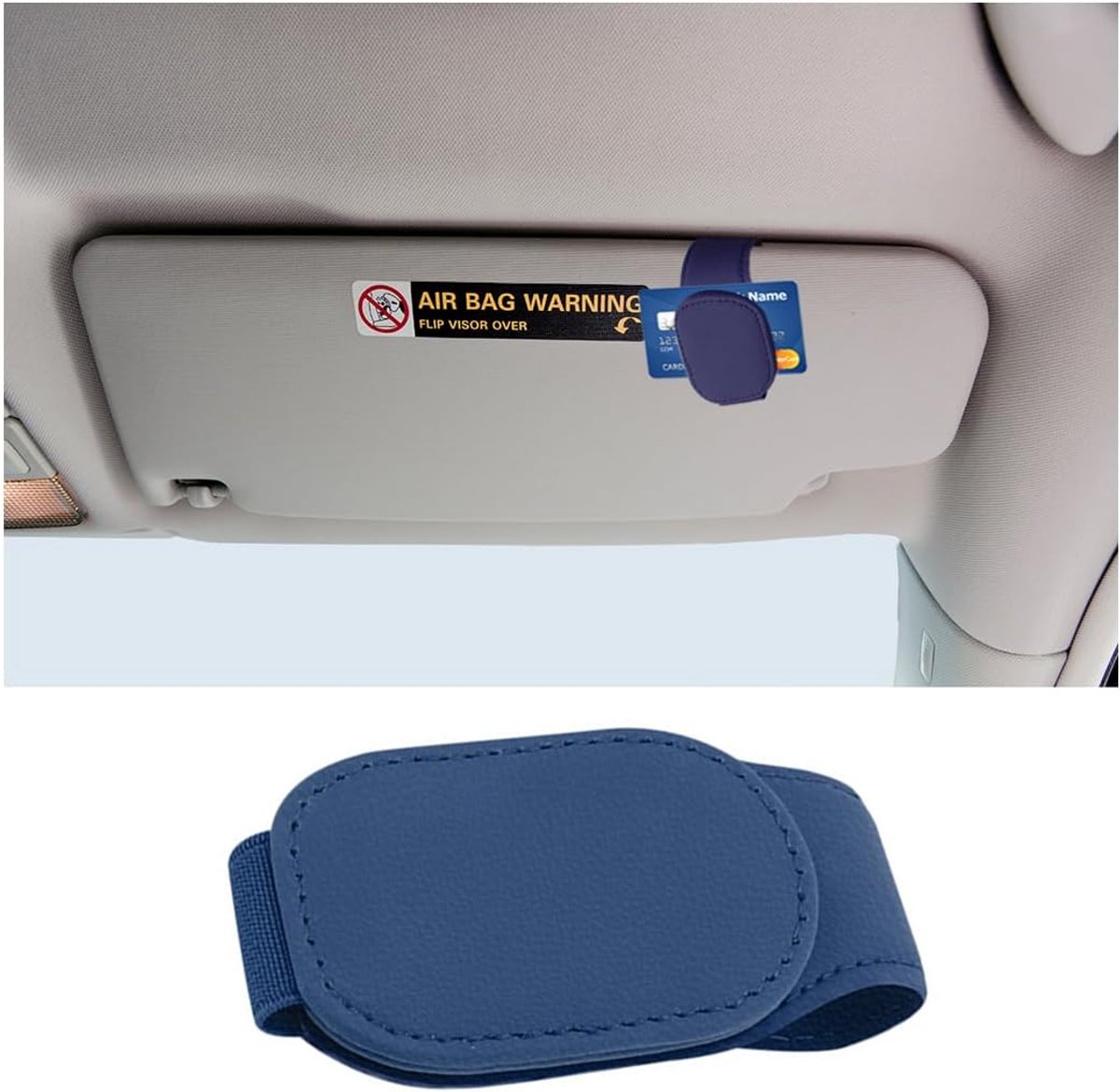 SnelShoppen - Car Visor Zonnebril Houder, Magnetische Leren Zonnebril Beugel, Zonnebril Clip voor Auto Zonnevisier, Duurzaam en Stijlvol in Blauw