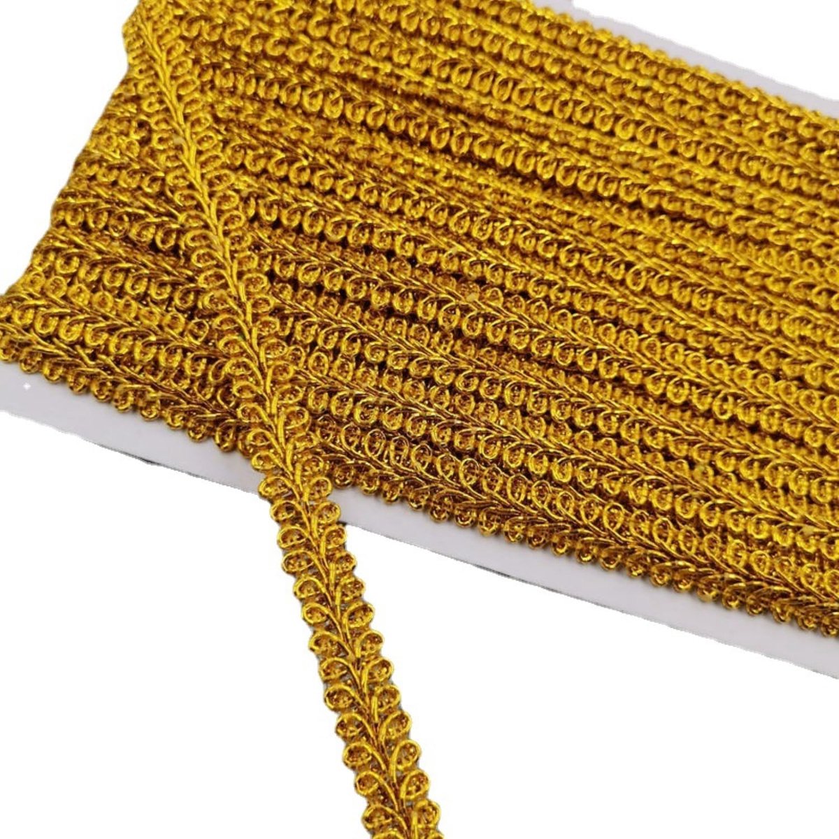 SnelShoppen - Polyester Gevlochten Centipede Kantband 11mm Diep Goud - Decoratieve Trimming voor Gordijnen, Kostuums, Handtassen, 12m