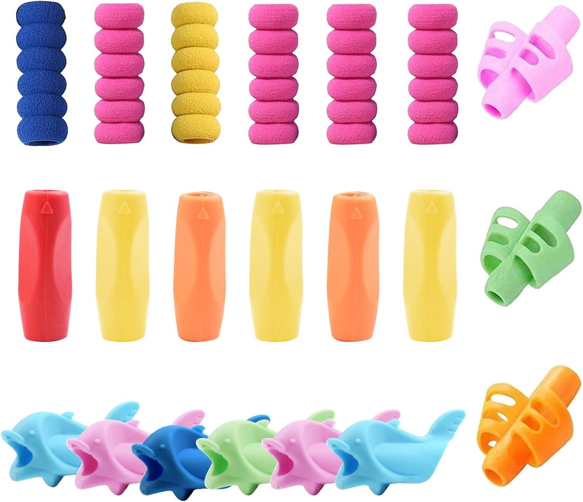 SnelShoppen - 21-delige Potloodgrepen, Siliconen Pen Grepen, Potloodhouder Grip, Vinger Potlood Grepen, Schrijfhulp Grip Set, Training Potlood Grepen