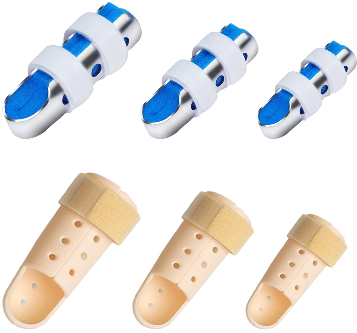 SnelShoppen - 3-delige vinger spalk met 3-delige vaste vinger ring, vinger bescherming stapelrail, vinger fixatie rail, enkel immobilisatie systeem